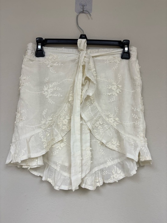 Blue Rain Pants - 🤍Blue Rain Cream Embroidered Ruffle Wrap Shorts🤍